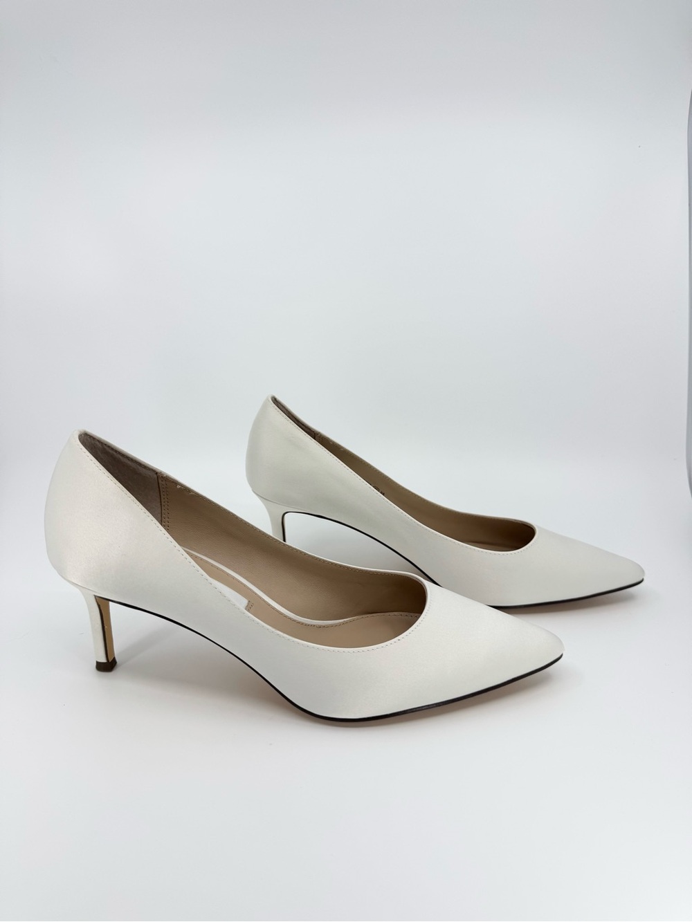 Nina Ivory Satin Mid-Heel Classic Pump